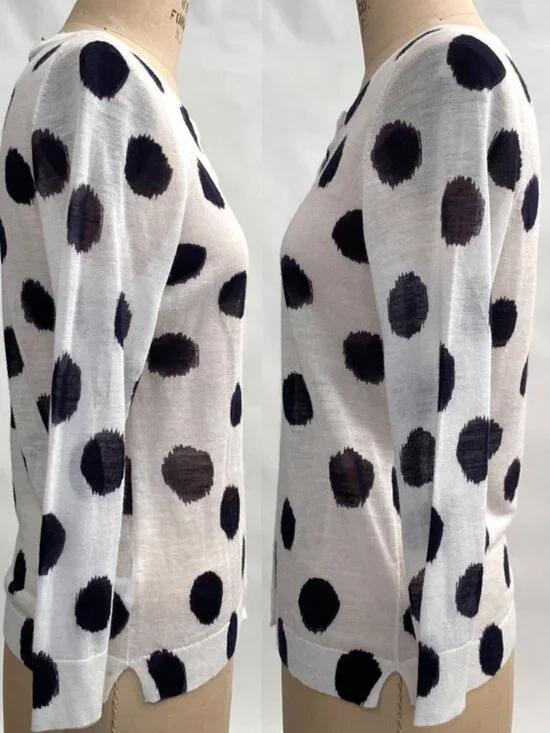 LOFT Black Ikat Dot White Sheer Cardi Size M - Picture 4 of 9